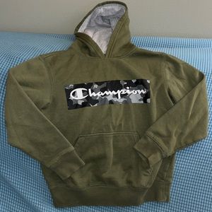 Champion Pullover Sweatshirt Hoodie  Youth Small Long Sleeve Olive Green EUC
